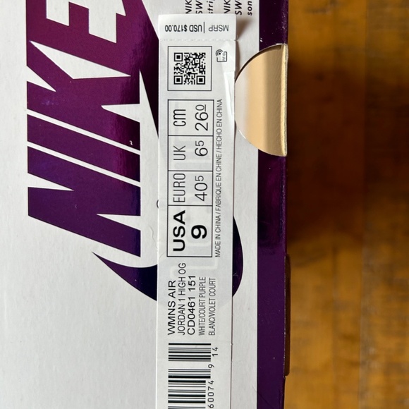 Nike Air Jordan 1 1985 women’s size 9 purple - Picture 5 of 6